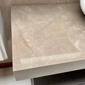 Estante de Porcelana Efecto Mármol Beige Hecho a Mano en Italia, 120x50x10 cm, Acabado Brillante, Uniones a la Inglesa - Product Image 6