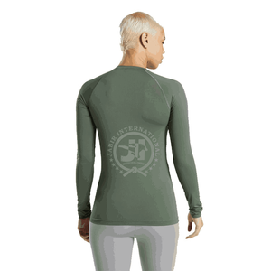 เสื้อรัดรูปแขนยาวสำหรับผู้หญิงเสื้อยืดสำหรับวิ่งเล่นกีฬาโยคะผ้าฝ้ายคอกลมระบายอากาศสำหรับ100% ออกแบบโลโก้ได้ตามต้องการ - Product Image 2