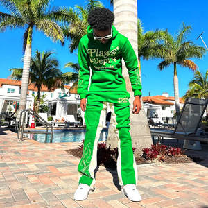 ชุดวอร์มทรงบานสำหรับผู้ชายชุดวอร์มสำหรับฤดูหนาวพิมพ์ลายพัฟโอเวอร์ไซส์ความยาวสั้นมีฮู้ดพิมพ์โลโก้ - Product Image 2