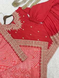 Nouveau look tendance, salwar kameez dupatta avec broderie lourde, travail de paillettes, réversible, séchage rapide, vêtements de fête, prix de gros - Product Image 2