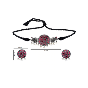 Maroon Kundan <b>Choker</b> with Zircon for Wedding Occasions - Product Image 2