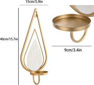 Candelabro montado en la pared Raindrop Candelabro decorativo de pared de Metal confiable Candelabro de vela de estilo real - Product Image 3