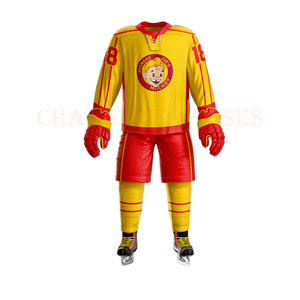 Maillots de hockey sur glace pour jeunes uniformes de hockey sublimés à col lacé professionnel de haute qualité sur mesure en maille respirante - Product Image 6