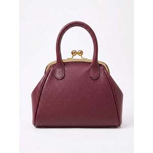 Borsa Strutturata in Vera Pelle Dollaro con Decorazione di Perle, Made in Italy - Product Image 1