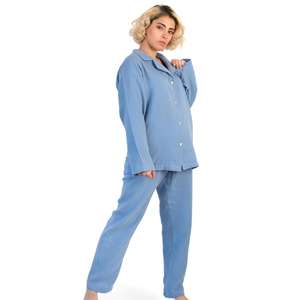 Ensemble de pyjama en mousseline pour femme Pyjama à col boutonné - Product Image 1