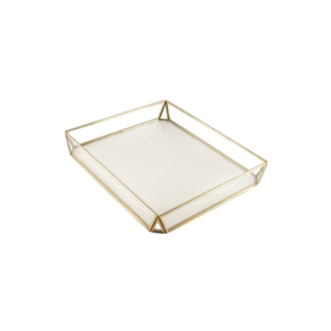 Vintage Gold Metal Decorative Mirror <b>Tray</b> Set Of 3 Vintage Rectangular Mirrored Storage <b>Tray</b> With Ornate Handles For Home Decor - Product Image 4