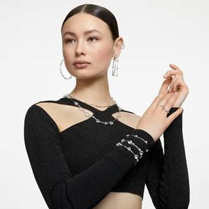 Luxury White Round Cut Stone Constella <b>Bangle</b> Rhodium Silver Adjustable Chain Jewelry OEM B2B Supplier for Gift & Fashion Use - Product Image 4