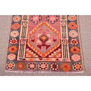 Vintage Rug, 2.5x12 ft <b>Runner</b> Rug, <b>Red</b> Bordered Wool Turkish Rug - Product Image 5