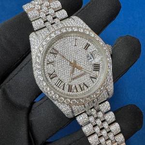 Montre en diamant Moissanite VVS la plus vendue avec montre mécanique en acier glacée Hip Hop pour hommes Bijoux Bling à bas prix - Product Image 1