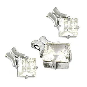 Ensemble de boucles d'oreilles pendantes en cristal taille princesse Art Palace, monture griffe en argent 925, bijoux unisexes classiques, géométriques, tendance, pour tous les jours - Product Image 1