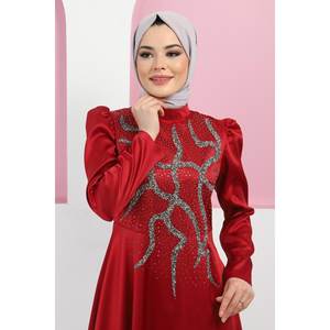 ElbiseStone Casual A-Line Gown <b>Dress</b> <b>Romantic</b> Silhouette XL Size Natural Waistline Regular Sleeves 100% Polyester - Product Image 2