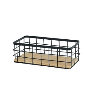 Base carrée en bois Design moderne Métal Fer Noir Panier de rangement Taille personnalisée Forme Couleur Logo Utilisations dans la maison et la cuisine - Product Image 1
