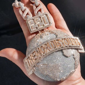 Colgante de Plata de Ley con Forma de Estrella, Estilo Hip Hop de Moda, Claridad VVS Mejorada, Diamante Personalizado en Oro Rosa, Certificado IGI - Product Image 1