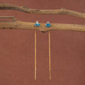 NOVAMART Fine Topaz <b>Threader</b> Drop <b>Earrings</b>-925 Sterling Silver Wholesale Export - Product Image 2