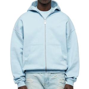 Personnalisé tricoté fermeture éclair à capuche surdimensionné poids lourd Streetwear coton de haute qualité vierge fermeture éclair hommes sweats à capuche - Product Image 1