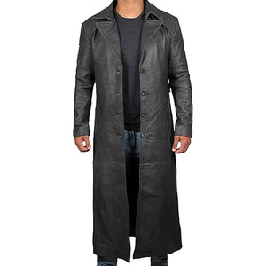 Abrigo de Cuero para Hombre, Estilo Urbano, Material Resistente, Corte Largo y Elegante, Ideal para el Invierno y Uso Diario - Product Image 1
