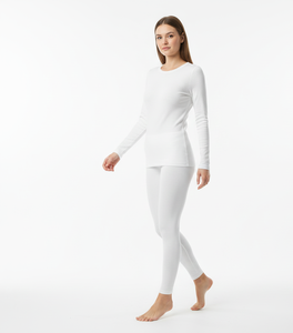 Combinaison thermique sans manches pour femme, respirante, couleur blanche, tissu doux, chaud, extensible, couche intérieure lisse, confortable, légère à porter - Product Image 4