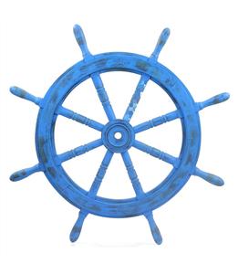 Cantidad a granel Ruedas náuticas con madera maciza Hecho Estilo vintage Color azul Paintrted Ruedas náuticas para la venta - Product Image 2