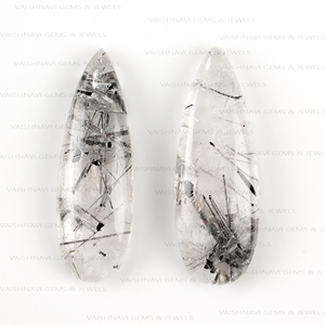 ลูกแพร์ยาวควอตซ์เจียระไนสีขาวธรรมชาติคุณภาพสูง10X30มม. หลังแบนทึบแสงพลอยหลวมปรับเทียบได้ - Product Image 4