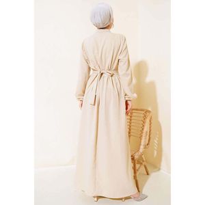 Robe boutonnée Stone à volants Beige - Product Image 3