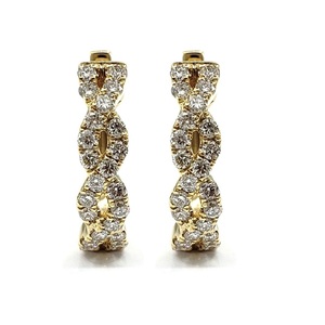 Simple Beautiful Bling Twist Design 18k Yellow Gold VS SI Round Diamond Jewelries Hoops Cute Earrings for Wedding Party - Product Image 1