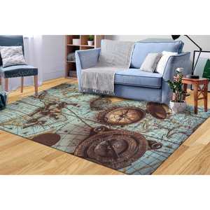 Alfombra con Estampado de Mapa Vintage: Diseño de Mapa del Mundo Antiguo para el Hogar y la Oficina, Alfombra de Terciopelo de Lujo - Product Image 1