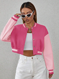 Letterman <b>Jacket</b> Crop Top Embroidered for <b>Women</b> Cold Weather <b>Jacket</b> With Full Customization on Trending - Product Image 3