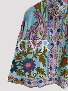 Chaqueta de Estilo Chino con Cuello Mandarín Bordado, Talla Grande, Ropa Exterior para Mujer, Primavera, Casual, Manga Larga, Algodón, Estampado Floral - Product Image 4