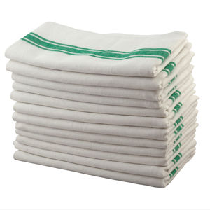 <b>Set</b> of 12 Vintage Strips Golf <b>Towels</b> 100% Cotton for Kitchen Green Color Checkered Pattern Woven Technique Home Use Children - Product Image 1