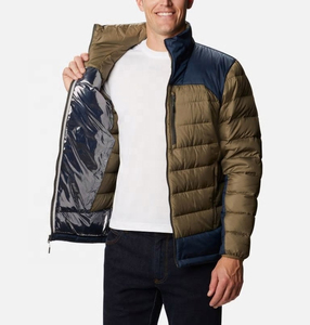Men's Color Block Puffer <b>Jacket</b> Quilted Down Alternative Winter Outerwear Windproof <b>Waterproof</b> Hooded Zip Up - Product Image 2
