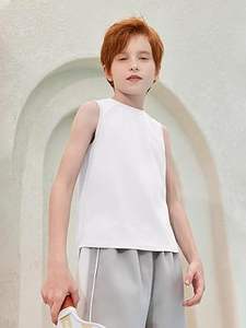 Débardeur blanc pour enfants de haute qualité, été, 100% coton, uni, col rond, débardeur, vente en gros de vêtements pour enfants - Product Image 5