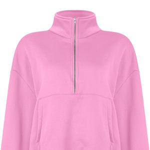 Sudadera de algodón polar suave y cómoda con media cremallera y cuello alto estampado para mujer, venta al por mayor - Product Image 5