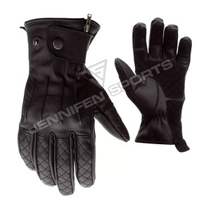 Gants de moto de motard à doigts complets coque dure en cuir de vachette véritable/tissu en cuir suédé à l'intérieur de la doublure polaire - Product Image 3