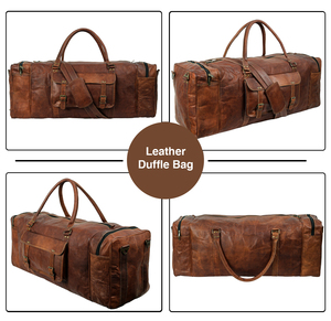 Bolsa de lona de cuero genuino de alta calidad de 32 pulgadas de lujo, bolsillos dobles con cremallera para viajes, gimnasio, deportes, fines de semana, fin de semana para hombres/mujeres - Product Image 6