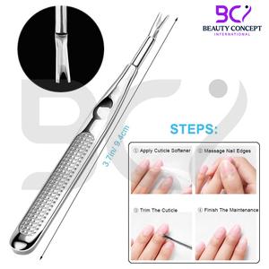 Cuticle Pushers And Undernail Cleaner Tool <b>Kit</b> Stainless Steel Dual Ended <b>Nail</b> Polish Pusher Angled Cuticle Trimmer - Product Image 6