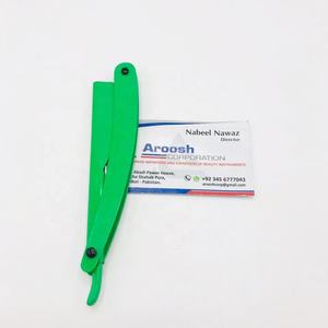 Rasoir de barbier professionnel en gros avec logo personnalisé durable en acier inoxydable manuel vert lame unique visage/aisselles/corps Aroosh - Product Image 2