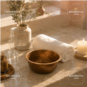 Bol à manucure artisanal en cuivre fini, forme ronde, pour les fournitures d'art des ongles, usage domestique ou en salon - Product Image 2