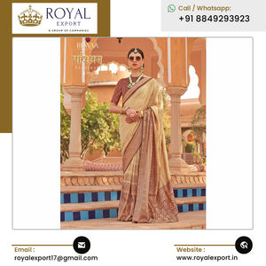 Design élégant et accrocheur Vêtements de mariage en soie imprimée avec du papier d'aluminium Saree en soie de haute qualité d'Inde - Product Image 6