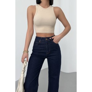 Jean droit taille haute 7033 - Bleu moyen et teinté - Product Image 4