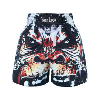 Haute qualité 100% coton personnalisé Velcro solide écologique respirant ensemble de gymnastique Kickboxing BJJ MMA Thai Boxe Shorts-pour le combat - Product Image 1