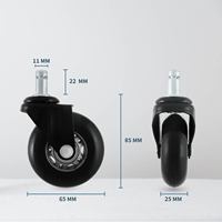 Roulette rotative pivotante CCE de 2.5 pouces pour chaise de bureau Durable polyuréthane acier polypropylène léger 60-80Kgs