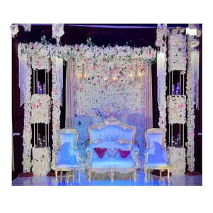 Juego de sofá de escenario de boda eminente para novia, novio, boda real, juego de sofá con acabado dorado para escenario, juego de sofá de escenario de boda tradicional - Product Image 1