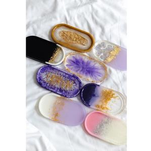 Plateau en résine époxy fait à la main, plateau de service moderne, plateau de service pour gâteaux, jus et aliments, pour la maison, l'hôtel - Product Image 6