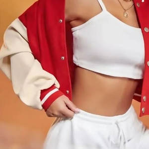 Chaqueta Universitaria Corta de Forro Polar con Logotipo Personalizado de Alta Calidad, Chaquetas Universitarias con Letras para Mujer, Nuevas y Elegantes al por Mayor - Product Image 5