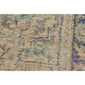 Tapis en laine turque Vintage de 2,3 pieds X 2,3 pieds, technique de tissage plat Design patchwork Beige et bleu pour les décorations de salon des adolescents - Product Image 5