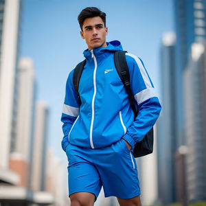 Chaqueta de lluvia de alta calidad, traje, chaqueta deportiva, chaqueta con cremallera, conjunto cortavientos de dos piezas, chándales para hombre - Product Image 3