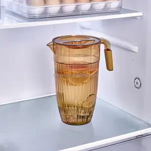 Jarra de plástico transparente con tapa y 4 vasos, Juego de vasos perfecto para té helado, Sangria, Limón
