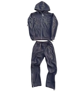 Pantalones de chándal y sudadera con capucha, último diseño, conjunto de chándales de alta calidad, chándal serigrafiado, sudaderas con capucha para hombre y pantalones acampanados - Product Image 2