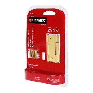 Set di 6 unità mobili rettangolari cerniere 2 'ottone-placcato in acciaio in una borsa con 2 cerniere - Product Image 3
