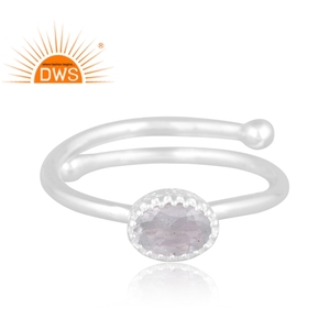 แหวนควอตซ์พลอยอะความารีนธรรมชาติสีเงินสเตอร์ลิงขายดีผู้ผลิตเครื่องประดับแบบวางซ้อนกันได้ - Product Image 2